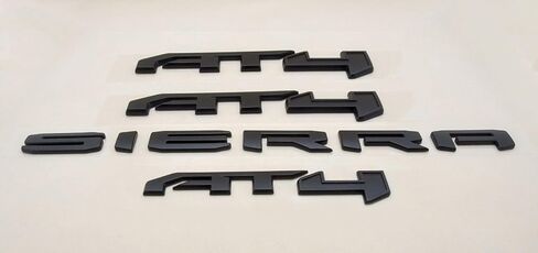 4PCS Kits AT4 Overlay Emblem Badge Sticker Sierra Replacement for 2019-2024 Sierra 1500 (Matte Black Red) in Saudi Arabia