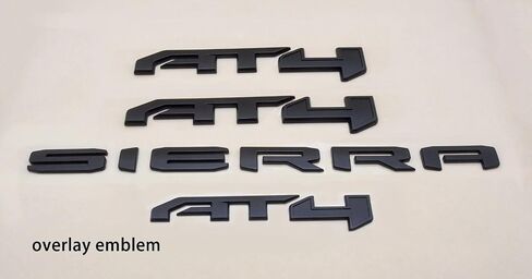 4PCS Kits AT4 Overlay Emblem Badge Sticker Sierra Replacement for 2019-2024 Sierra 1500 (Matte Black Red) in Saudi Arabia