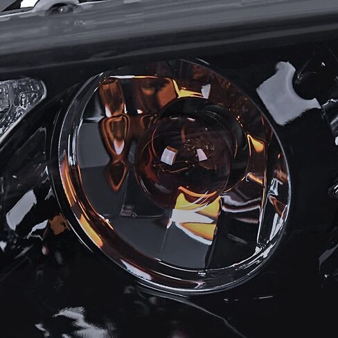 مواصفات توليف اللمعان السوداء السوداء اللامعة LED LED HALO Projector المصابيح الأمامية + أضواء الزاوية متوافقة مع عام 1997-2003 بونتياك جراند بريكس ، اليسار + الزوج الأيمن. in Kuwait