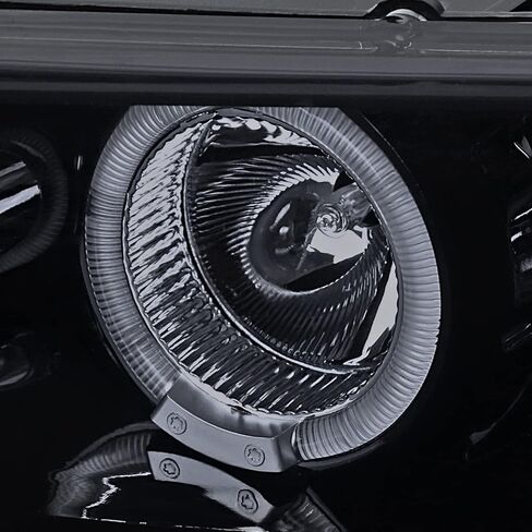 مواصفات توليف اللمعان السوداء السوداء اللامعة LED LED HALO Projector المصابيح الأمامية + أضواء الزاوية متوافقة مع عام 1997-2003 بونتياك جراند بريكس ، اليسار + الزوج الأيمن. in Kuwait