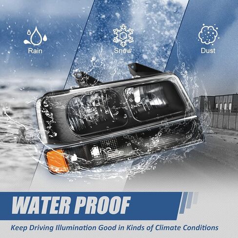 مجموعة المصابيح الأمامية للسلالة التلقائية المتوافقة مع 2003-2024 Chevy Express GMC Savana 1500 2500 3500 4500 ، 4pcs مصابيح أمامية هالوجين استبدال مع مصابيح المصد ، زاوية أمبر أسود. in Saudi Arabia