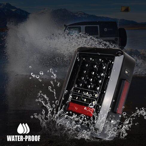 أضواء ذيل LED المدخنة Xprite متوافقة مع 2007-2018 Jeep Wrangler JK & JKU (الصحراء/روبيكون/الرياضة/غير محدودة) - مصابيح قابس وتشغيل معتمدة مع الفرامل ، عكسي ، عكس الإشارة والتشغيل in Kuwait