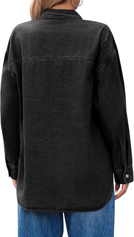 Cicy Bell Womens Oversized Denim Shirt Jean Jacket 2025 Fall Fashion Button Down Shirts Long Sleeve Tops Trendy Shackets in Saudi Arabia