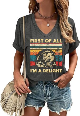 Graphic v Deck Shirt for Women Boho Floral Wildlowers Tee Cottagecore Summer T-Shirt Blouse in Kuwait