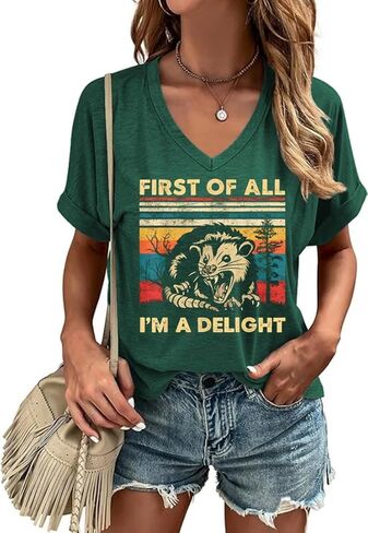 Graphic v Deck Shirt for Women Boho Floral Wildlowers Tee Cottagecore Summer T-Shirt Blouse in Kuwait
