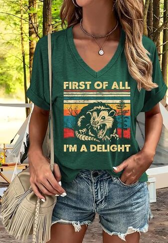 Graphic v Deck Shirt for Women Boho Floral Wildlowers Tee Cottagecore Summer T-Shirt Blouse in Kuwait