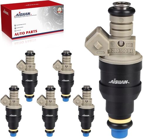 6PCS Fuel Injectors 4 Holes Compatible with Ford F150 F250 F350 E-150 E-250 1990-1992, Taurus 1990 1991, for Lincoln Continental 1990-1994 L6 3.8L 4.9L Replace# 0280150941 F1ZZ9F593B in Saudi Arabia
