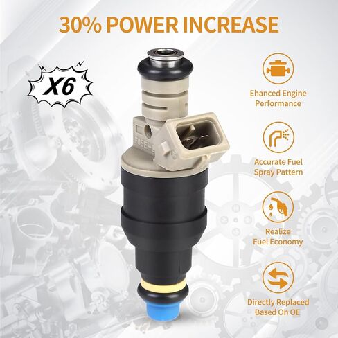 6PCS Fuel Injectors 4 Holes Compatible with Ford F150 F250 F350 E-150 E-250 1990-1992, Taurus 1990 1991, for Lincoln Continental 1990-1994 L6 3.8L 4.9L Replace# 0280150941 F1ZZ9F593B in Saudi Arabia