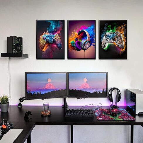 Sehsuvc غرفة ألعاب غرفة قماش الجدار مجموعة من 3 ، ملصقات ألعاب ديكور الجدار ، لوحات ألعاب صورة طباعة للأولاد غرفة غرفة غرفة نوم ديكور المنزل 12x16 في دون إطار in Kuwait