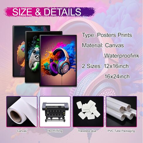 Sehsuvc غرفة ألعاب غرفة قماش الجدار مجموعة من 3 ، ملصقات ألعاب ديكور الجدار ، لوحات ألعاب صورة طباعة للأولاد غرفة غرفة غرفة نوم ديكور المنزل 12x16 في دون إطار in Kuwait