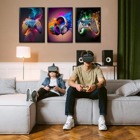 Sehsuvc غرفة ألعاب غرفة قماش الجدار مجموعة من 3 ، ملصقات ألعاب ديكور الجدار ، لوحات ألعاب صورة طباعة للأولاد غرفة غرفة غرفة نوم ديكور المنزل 12x16 في دون إطار in Kuwait