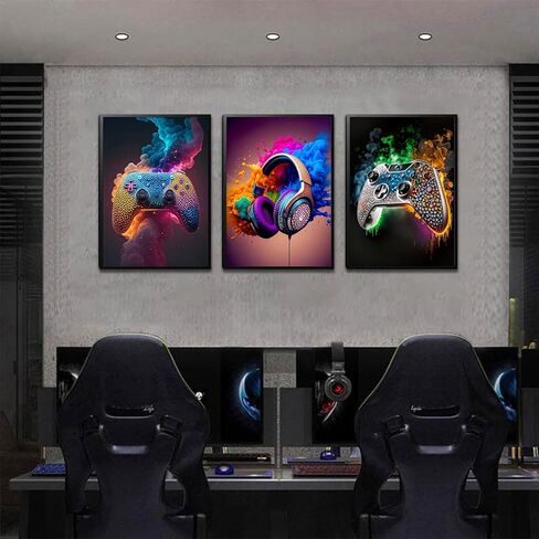 Sehsuvc غرفة ألعاب غرفة قماش الجدار مجموعة من 3 ، ملصقات ألعاب ديكور الجدار ، لوحات ألعاب صورة طباعة للأولاد غرفة غرفة غرفة نوم ديكور المنزل 12x16 في دون إطار in Kuwait