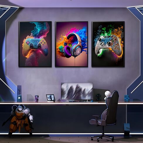 Sehsuvc غرفة ألعاب غرفة قماش الجدار مجموعة من 3 ، ملصقات ألعاب ديكور الجدار ، لوحات ألعاب صورة طباعة للأولاد غرفة غرفة غرفة نوم ديكور المنزل 12x16 في دون إطار in Kuwait