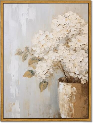 MTFBWY Framed Floral Vintage Wall Art, Hydrangea Wall Decor, Flower Pictures Painting Canvas Prints, Cottagecore Shelf Decor, Artwork for Walls, Bathroom, Bedroom, Living Room 8"x10" in Saudi Arabia
