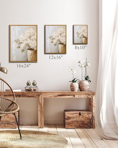 MTFBWY Framed Floral Vintage Wall Art, Hydrangea Wall Decor, Flower Pictures Painting Canvas Prints, Cottagecore Shelf Decor, Artwork for Walls, Bathroom, Bedroom, Living Room 8"x10" in Saudi Arabia