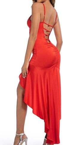 Women's Spaghetti Strap Deep V Neck Ruched Split Long Dress Mermaid Evening Cocktail Draped Bodycon Party Wedding Dress in Saudi Arabia