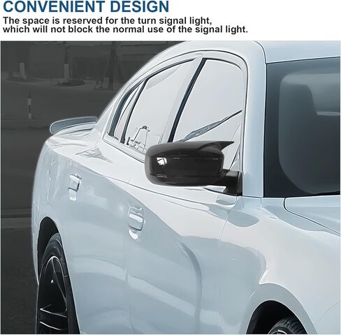 1 Pair Car Rearview Mirror Covers Compatible With Dodge Charger 2011-2023,Ox Horn Style Door Side Mirror Cover Cap,Glossy Black in Saudi Arabia