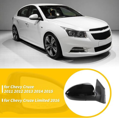 Motoforti 3Pin Left Driver Side Mirror Replacement for Chevrolet Cruze 11-15 Power Door Mirror Assembly Non-Heated Glass Manual Fold Gloss Black Replace# GM1320420 in Saudi Arabia