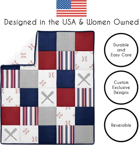 Sweet Jojo تصمم مجموعة أسرّة حمراء وأبيض وأزرق للبيسبول الرياضية in Kuwait