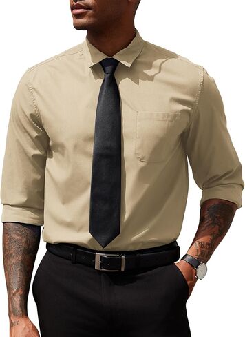 COOFANDY Mens Business Dress Shirt Casual Button Down Long Sleeve Shirts Regular Fit Solid in Saudi Arabia