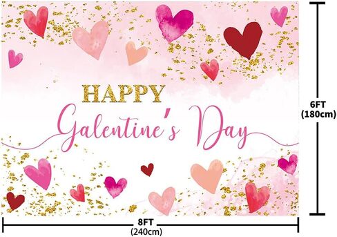 MEHOFOND Happy Galentine's Day Backdrop, Happy Galentine's Day Banner Red Pink Watercolor Love Hearts Gold Dots Photography Background Galentines Day Party Decorations Supplies Photo Booth Props 7x5ft in Saudi Arabia
