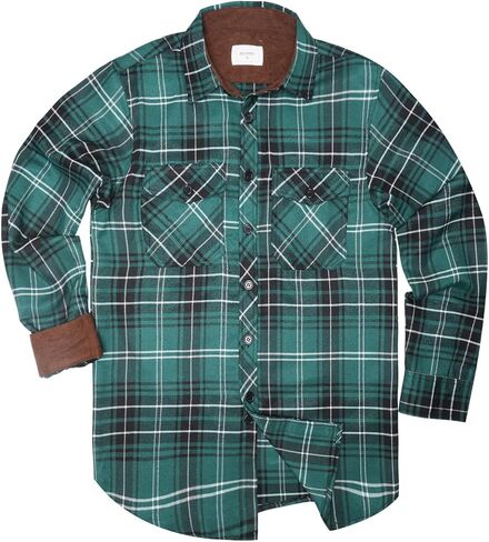 Flannel Shirt for Men Plaid Button Down Long Sleeve Shirt Soft Casual Tops with Two Chest Pockets in Saudi Arabia
