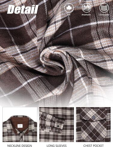 Flannel Shirt for Men Plaid Button Down Long Sleeve Shirt Soft Casual Tops with Two Chest Pockets in Saudi Arabia