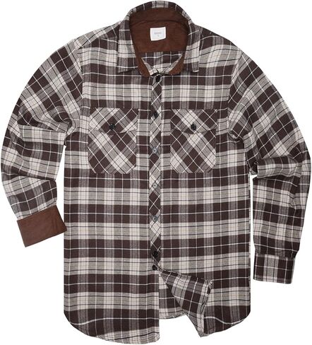 Flannel Shirt for Men Plaid Button Down Long Sleeve Shirt Soft Casual Tops with Two Chest Pockets in Saudi Arabia