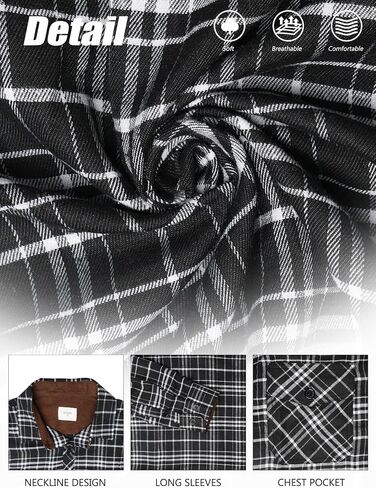 Flannel Shirt for Men Plaid Button Down Long Sleeve Shirt Soft Casual Tops with Two Chest Pockets in Saudi Arabia