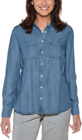 Coolibar UPF 50+ Women's Peninsula Chambray Shirt - Sun Protective in Saudi Arabia