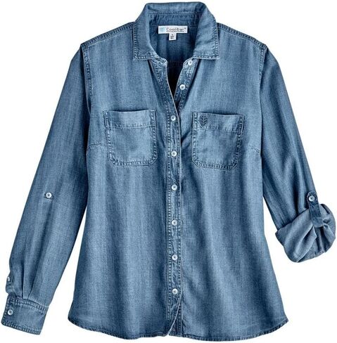 Coolibar UPF 50+ Women's Peninsula Chambray Shirt - Sun Protective in Saudi Arabia