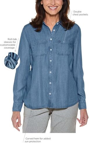 Coolibar UPF 50+ Women's Peninsula Chambray Shirt - Sun Protective in Saudi Arabia