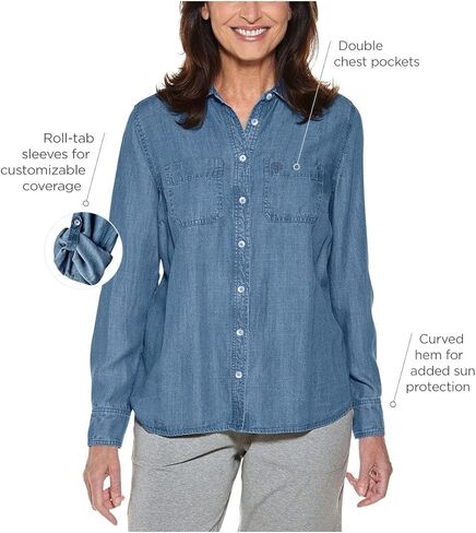 Coolibar UPF 50+ Women's Peninsula Chambray Shirt - Sun Protective in Saudi Arabia