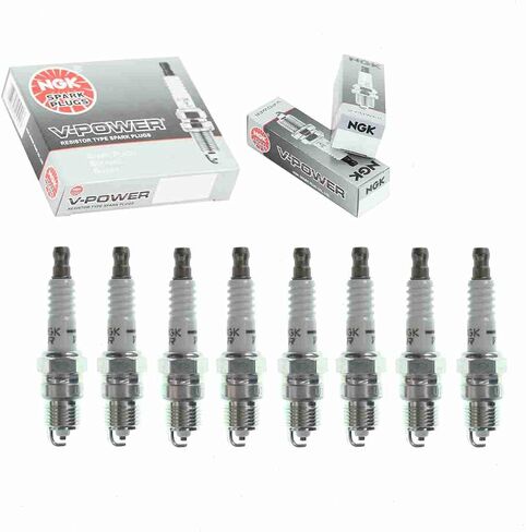 8 pc NGK V-Power Spark Plugs compatible with Ford F-150 5.0L 5.8L V8 1975-1996 in Saudi Arabia