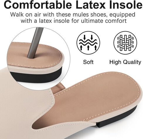 أحذية عمل البغال النسائية: فستان مريح أسود زلة على شقق للمشي في الهواء الطلق الداخلي in Kuwait