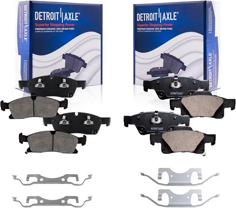 Detroit Axle - Brake Pads for Jeep 2011-2016 Grand Cherokee, 2011-2020 Dodge Durango, Ceramic Brake Pads 2012 2013 2014 2015 Replacement Brakes Front & Rear in Saudi Arabia