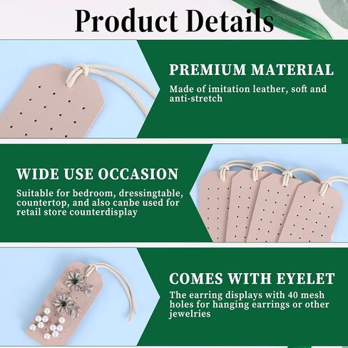 7 PCS Leather Sture Stud Encorizer ، محمولة حنطي الحلق منظم الأذواق الثقبة بطاقات عرض جلدية ذات أقراط تتجول بطاقات مجوهرات معلقة لخواتم الأذن in Kuwait