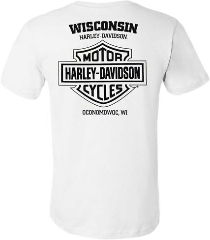 Harley-Davidson Men's Open Bar & Shield On White Short Sleeve Crew-Neck T-Shirt in Saudi Arabia