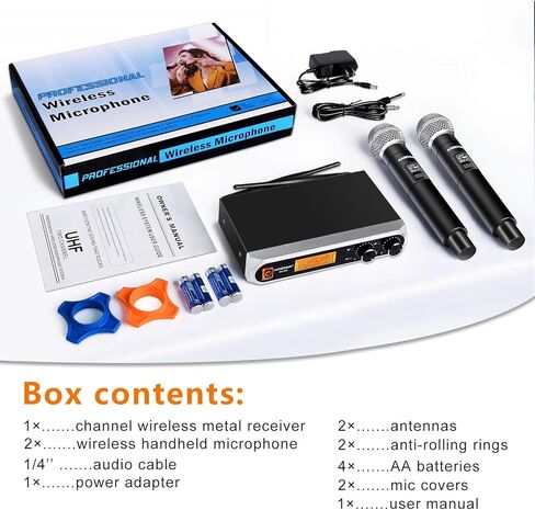ميكروفون لاسلكي، نظام ميكروفون لاسلكي ديناميكي لاسلكي احترافي، Microfono Inalambrico Professional، نطاق 100 قدم، مناسب للدي جي، الكنيسة، الكاريوكي، KTV المنزلي (KA-328) in Kuwait