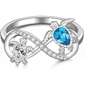 Turtle Ring Sterling Silver Infinity Sea Turtle Rings for Women Mother Daughter Jewelry Blue Sapphire Ocean Wave Longevity Mothers Day Gifts Size 6 7 8 9 10 in Saudi Arabia