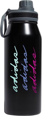 adidas 1 Liter (32 oz) Metal Water Bottle, Hot/Cold Double-Walled Insulated 18/8 Stainless Steel, Black/White/2, 32 Ounces in Saudi Arabia