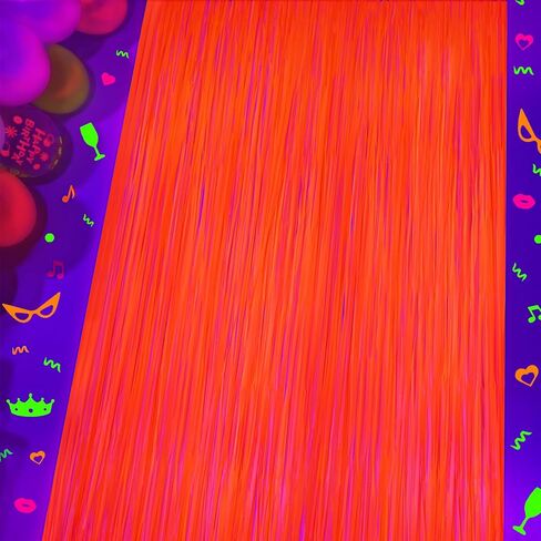Mega-L Glow in the Dark Party Supplies ، 2 Pack Neon Party Decorations 3.3 × 6.6 قدم معكرون معكرون برتقالي من الستائر Foil Foil ، Photo Booth Backdrop Streamer ، Decord Party Party Decor in Kuwait