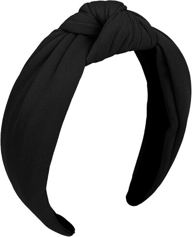 CURASA Headbands for Women Girls Non Slip Knotted Headband Wide Preppy Fashion Hairband Hot Pink Top Knot Decorative Hair Accessories Rose Red Fabric Hair Bands Yoga Elastic Head Bands For Thick Thin in Saudi Arabia