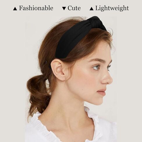 CURASA Headbands for Women Girls Non Slip Knotted Headband Wide Preppy Fashion Hairband Hot Pink Top Knot Decorative Hair Accessories Rose Red Fabric Hair Bands Yoga Elastic Head Bands For Thick Thin in Saudi Arabia