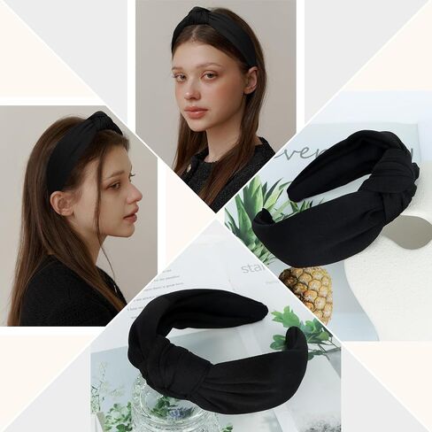 CURASA Headbands for Women Girls Non Slip Knotted Headband Wide Preppy Fashion Hairband Hot Pink Top Knot Decorative Hair Accessories Rose Red Fabric Hair Bands Yoga Elastic Head Bands For Thick Thin in Saudi Arabia