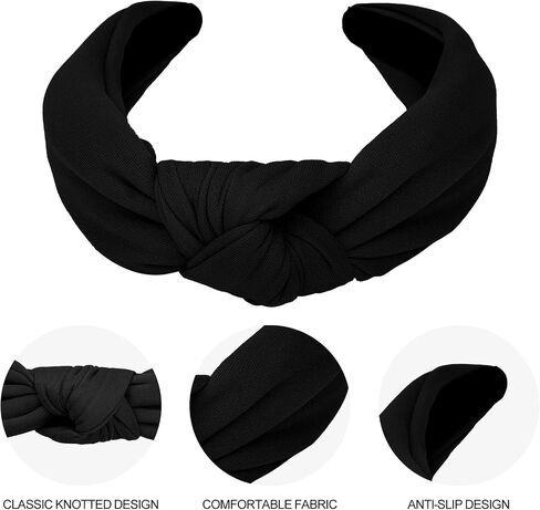 CURASA Headbands for Women Girls Non Slip Knotted Headband Wide Preppy Fashion Hairband Hot Pink Top Knot Decorative Hair Accessories Rose Red Fabric Hair Bands Yoga Elastic Head Bands For Thick Thin in Saudi Arabia