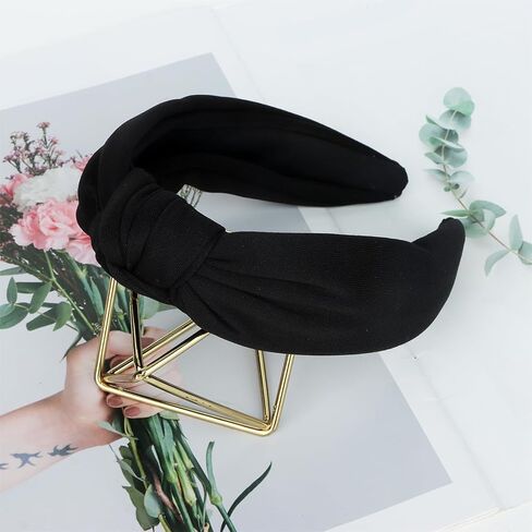CURASA Headbands for Women Girls Non Slip Knotted Headband Wide Preppy Fashion Hairband Hot Pink Top Knot Decorative Hair Accessories Rose Red Fabric Hair Bands Yoga Elastic Head Bands For Thick Thin in Saudi Arabia