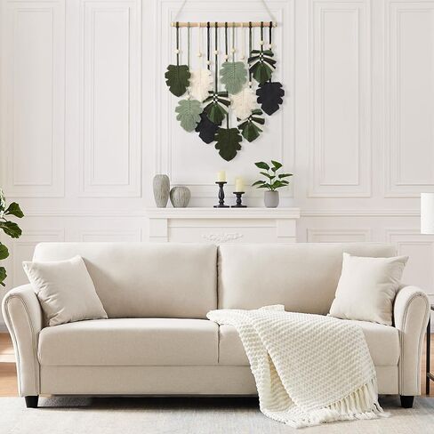 Khoyime Macrame Wall Hanging Boho Home Decor ، Bohemian Leaves Tapestry Tapestry Act Reshetic Wall Art Modern Handmade Leaf Hanging Decoration for Bedroom Room Room Office 15.7'w x 20'l in Kuwait