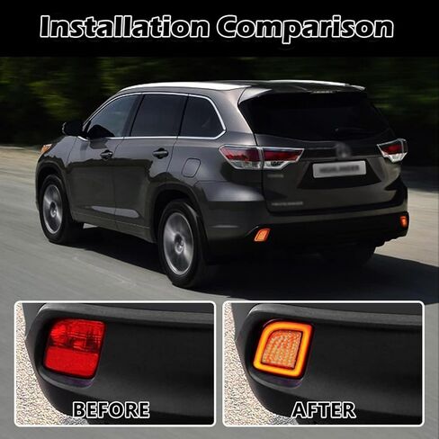 Rear Bumper Reflector Lights For Toyota Highlander 2015 2016 2017 2018 Tail light Driving Brake Light For Highlander Replacement LED Rear Fog Lamp in Kuwait