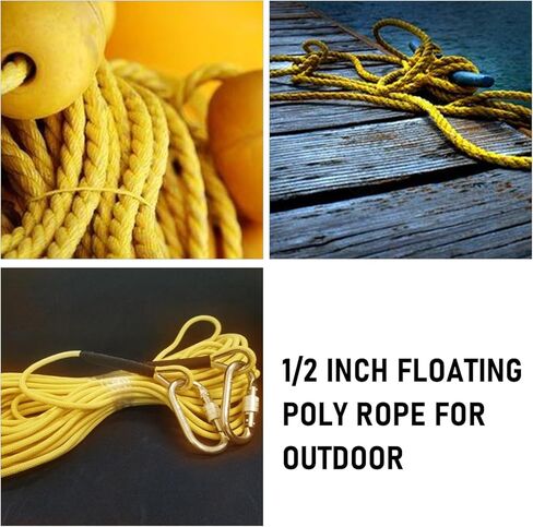 حبل polypropylene الأصفر الملتوي 50 قدمًا ، حبل بحري ملتوية 1/2 بوصة ، حبل بولي برو ، عائم لمشاريع DIY ، البحرية ، القطر in Kuwait